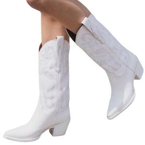 Jeffrey Campbell Glossy White Heeled Boots